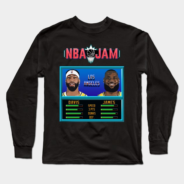 NBA JAM - Lakers Basketball Long Sleeve T-Shirt by Buff Geeks Art